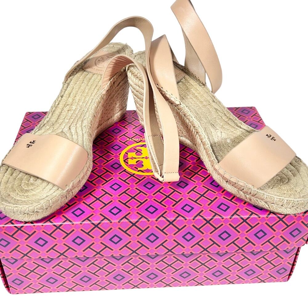 Tory Burch Bima 2 Espadrille Wedges Ankle Strap Sandals 46932 Used